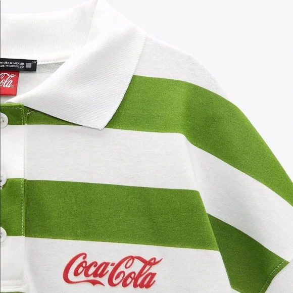 New Zara Coca Cola Striped Dress Green White - Picture 7 of 9